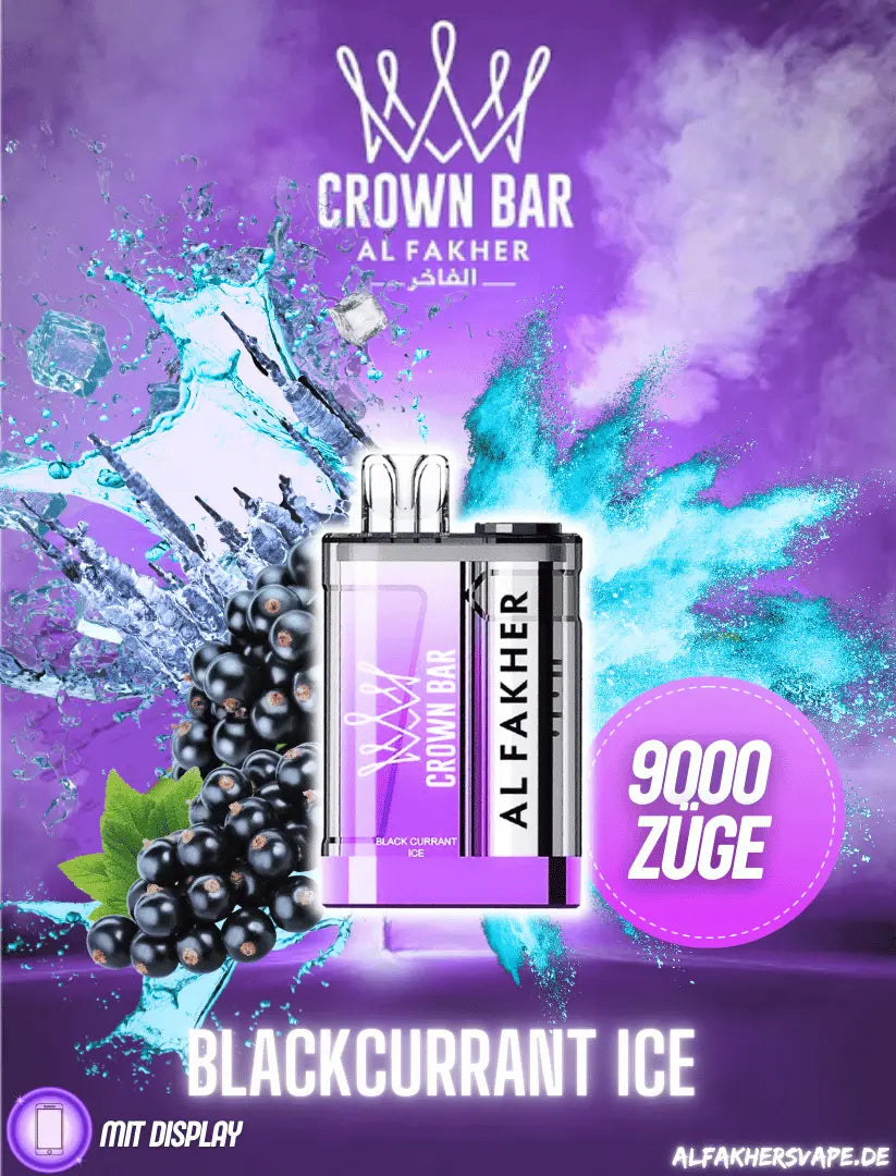 Al Fakher Vape - 9K Vape - Crown Bar - Al Fakher Crown Bar 8000 - Blackcurrant Ice