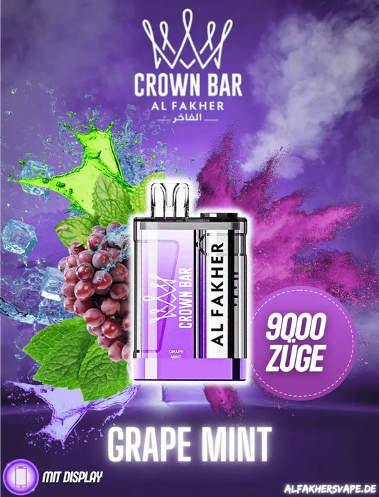 Al Fakher Vape - 9K Vape - Crown Bar - Al Fakher Crown Bar 8000 - Grape Mint