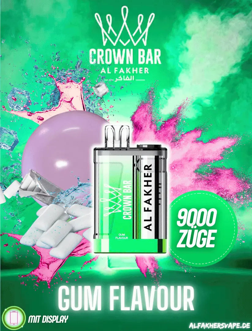 Al Fakher Vape - 9K Vape - Crown Bar - Al Fakher Crown Bar 8000 - Gum Flavour