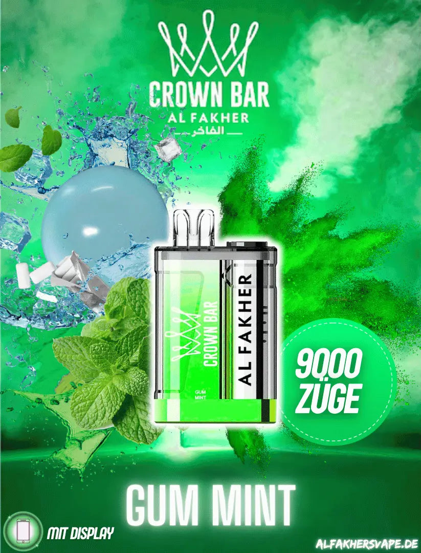 Al Fakher Vape - 9K Vape - Crown Bar - Al Fakher Crown Bar 8000 - Gum Mint