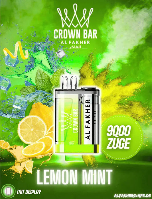 Al Fakher Vape - 9K Vape - Crown Bar - Al Fakher Crown Bar 8000 - Lemon Mint