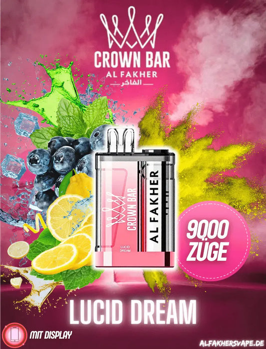 Al Fakher Vape - 9K Vape - Crown Bar - Al Fakher Crown Bar 8000 - Lucid Dream