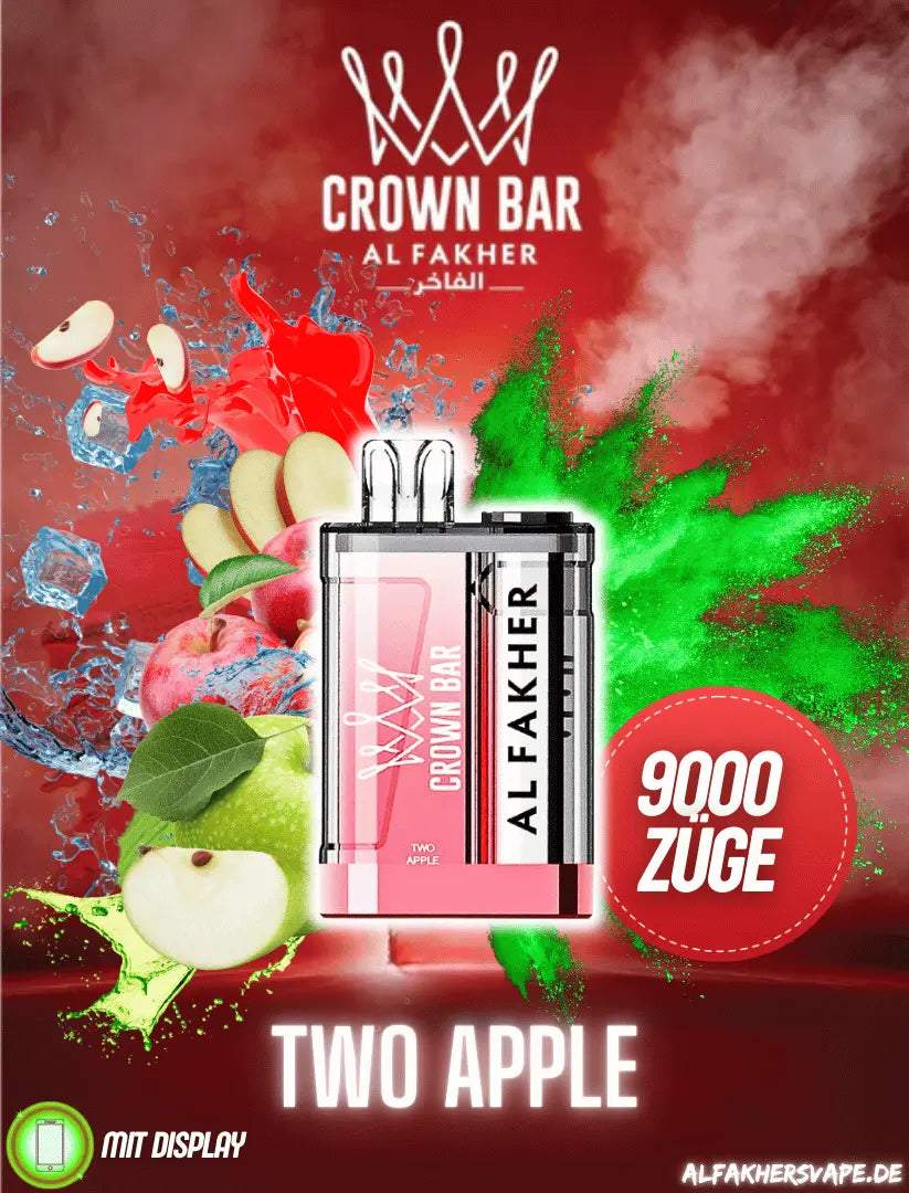 Al Fakher Vape - 9K Vape - Crown Bar - Al Fakher Crown Bar 8000 - Two Apple