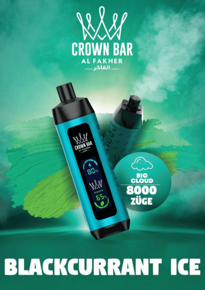 Al Fakher Vape 8000 - Blackcurrant Ice - Al Fakher Crown Bar 8000 - Al Fakher Vape