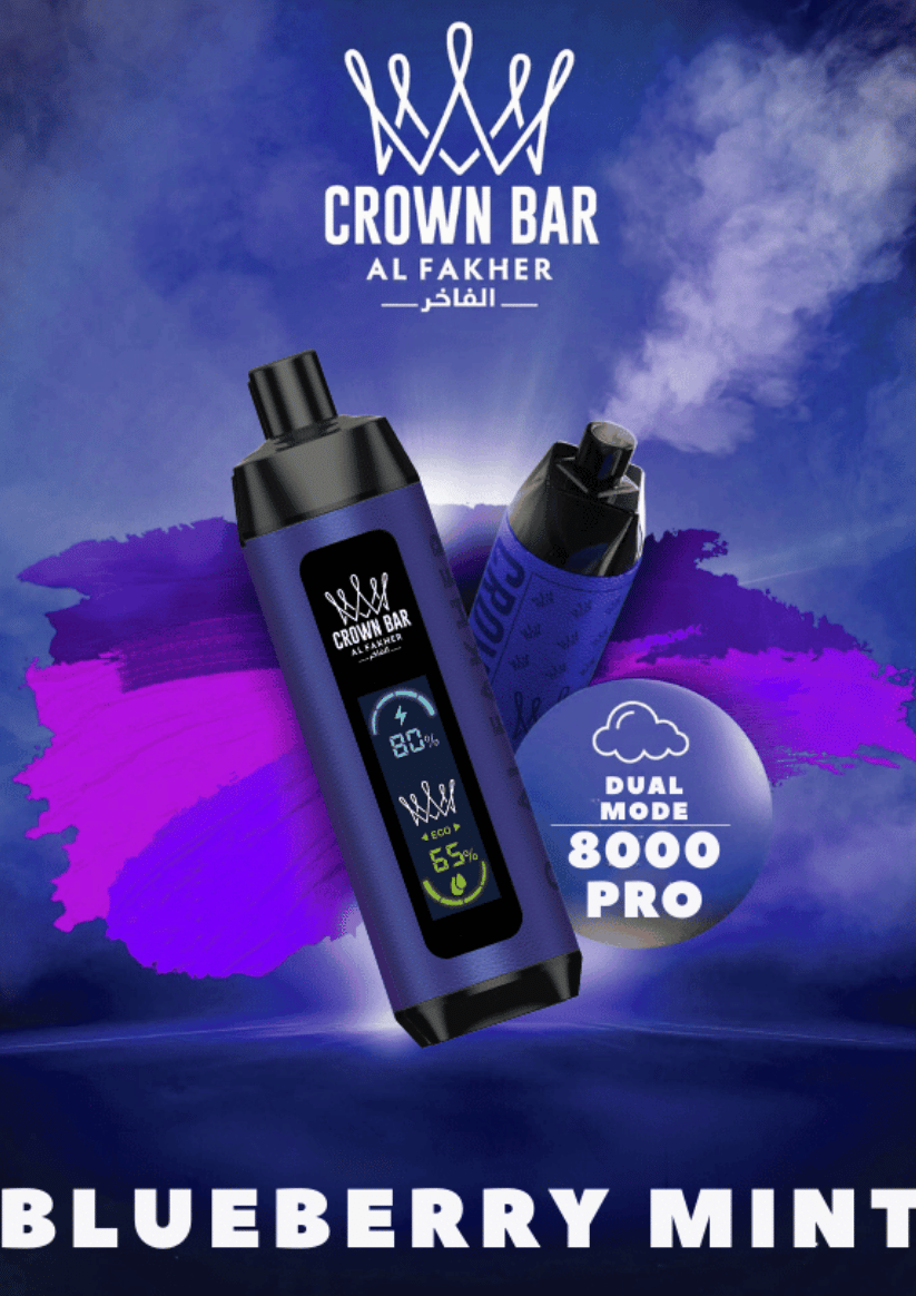 Al Fakher Vape 8000 - Blueberry Mint - Al Fakher Crown Bar 8000 - Al Fakher Vape